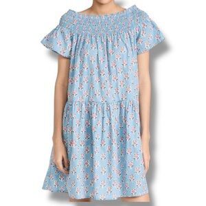 Marea Louise Shortie Dress Blue Pink Floral Size Small